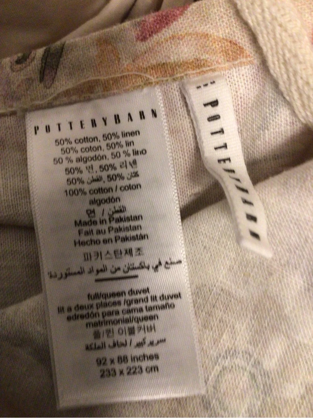 PotteryBarn duvet cover SZ 92”x 88” see picture for other measurements